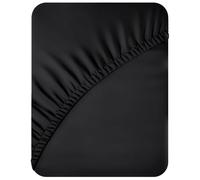ACRALI HOME Microfiber Super King Fitted Sheet 40cm Extra Deep Fit Pocket - Breathable, Soft & Easy Care, Black Bed Sheet - Wrinkle Free & Fade Resistant (200 x 180cm)