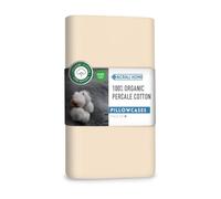 Acrali Home Organic Percale Cotton Pillow Cases 4 Pack, 200 Thread Count - Cream Pillowcases with Envelope Closure - Breathable, Soft Cozy & Premium Hotel Quality Pillow Covers-Standard Size 50x75 cm
