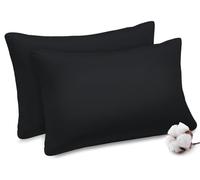 Acrali Home Percale Cotton Pillow Cases 2 Pack, 200 Thread Count - Black Pillowcases with Envelope Closure - Breathable, Soft Cozy & Premium Hotel Quality Pillow Covers-Standard Size 50x75 cm
