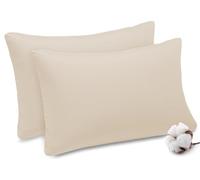 Acrali Home Percale Cotton Pillow Cases 2 Pack, 200 Thread Count - Cream Pillowcases with Envelope Closure - Breathable, Soft Cozy & Premium Hotel Quality Pillow Covers-Standard Size 50x75 cm