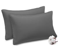 Acrali Home Percale Cotton Pillow Cases 2 Pack, 200 Thread Count - Grey Pillowcases with Envelope Closure - Breathable, Soft Cozy & Premium Hotel Quality Pillow Covers-Standard Size 50x75 cm