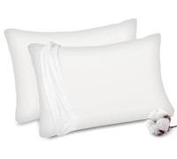 Acrali Home Percale Cotton Pillow Cases 2 Pack, 200 Thread Count - White Pillowcases with Envelope Closure - Breathable, Soft Cozy & Premium Hotel Quality Pillow Covers-Standard Size 50x75 cm