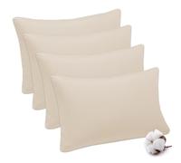 Acrali Home Percale Cotton Pillow Cases 4 Pack, 200 Thread Count - Cream Pillowcases with Envelope Closure - Breathable, Soft Cozy & Premium Hotel Quality Pillow Covers-Standard Size 50x75 cm