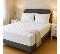 Acrali Home Quilted Double Mattress Protector, UltraSoft 3-Layer Design with Deep Fitted Skirt, Breathable & Anti-Allergy - Machine Washable Bed Cover (137x190+35cm)