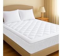 Acrali Home Quilted Mattress Topper Double Bed, Extra Thick UltraSoft 100% Virgin Hollow Fiber Filling, Non-Slip Deep 40cm Fitted Skirt, Hypoallergenic, Luxury Hotel Quality Feel for Restful Sleep