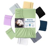 Acrali Home Sage Green Egyptian Cotton Single Fitted Sheet 90x190 cm - 200 Thread Count, Deep Pocket - Ultra Soft Hotel Quality, Breathable & Hypoallergenic Bottom Bed Sheet