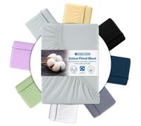 Acrali Home Silver Egyptian Cotton Single Fitted Sheet 90x190 cm - 200 Thread Count, Deep Pocket - Ultra Soft Hotel Quality, Breathable & Hypoallergenic Bottom Bed Sheet
