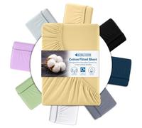 Acrali Home Yellow Egyptian Cotton Small Double Fitted Sheet 122x190 cm - 200 Thread Count, Deep Pocket - Ultra Soft Hotel Quality, Breathable & Hypoallergenic Bottom Bed Sheet