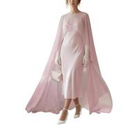 Acrawnni Chiffon Cape for Women Sheer Mesh Shawl Wraps Tulle Bridal Flowy Capelets for Evening Dress Crop Cover Up Poncho (C-Pink, ONE SIZE)