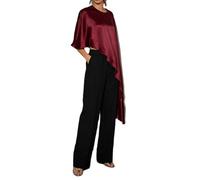 Acrawnni Chiffon Cape for Women Sheer Mesh Shawl Wraps Tulle Bridal Flowy Capelets for Evening Dress Crop Cover Up Poncho (B-Claret, ONE SIZE)