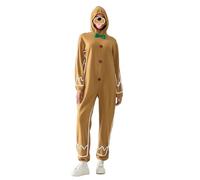 Acrawnni Christmas Adult Gingerbread Men's Christmas Cookie Outfits Gingerbread Onesie Aldult Cosplay Hooded Jumpsuit (A-yellow1, L)