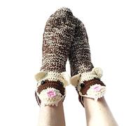 Acrawnni Funny Socks Knit 3D Animal Crocodile Socks Whimsical AlligatorThick Knit Cuff Winter Warm Floor Socks (Brown Ferret, One Size)
