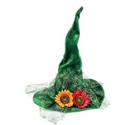 Acrawnni Halloween Witch Hat Gothic Wizard Hat Masquerade Cosplay Headwear | Scarecrow Hat Halloween Witch Hat Gothic Black Mesh Wizard Hat with Artificial Sunflowers Halloween Dress Up Hats