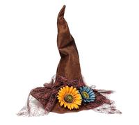 Acrawnni Halloween Witch Hat Gothic Wizard Hat Masquerade Cosplay Headwear | Scarecrow Hat Halloween Witch Hat Gothic Black Mesh Wizard Hat with Artificial Sunflowers Halloween Dress Up Hats