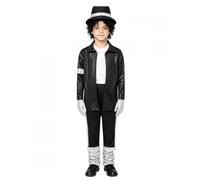 Acrawnni Kids Dance Star Costume for Boys 80s 90s Pop Stage Outfits for Halloween (A-Black, 9-10 Years)