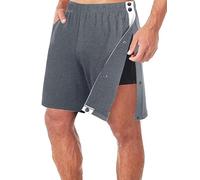 Acrawnni Men Tear Away Pants Shorts High Split Snap Button Patchwork Basketball Short Adaptive Post Hip Knee Surgery Recovery Shorts