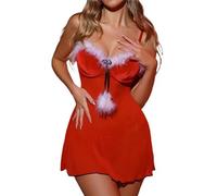 Acrawnni Sexy Santa Lingerie for Women Christmas Dress Sleeveless Christmas Party Cosplay Mrs. Claus Playsuits (A-Red, M)