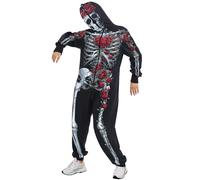 Acrawnni Unisex Adult Halloween Skeleton Costume Halloween Adult Stitch Onesies Hoodie For Men Women UK Unisex Jumpsuit (A-6, S)