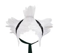 Acrawnni Women' Natural Feather Cape Shawl Gothic Shrug Poncho Collar Halloween Cosplay Swan Wings Accessories Costume (A-White, One Size)