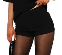 Acrawnni Women Y2K Low Waist Mini Booty Shorts Solid Color Back Zipper Slim Fit Micro Shorts Hot Pants Going Out Bottoms Streetwear (B-Black, S)