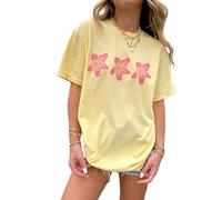 Acrawnni Women Y2k Oversized Graphic T-Shirts Short Sleeve Fruit Print Loose Fit Baggy Aesthetic Tees Tops Teen Girl Clothes (B-Yellow, L)