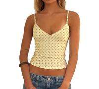 Acrawnni Women Y2k Polka Dot Cami Top Lace Trim V Neck Sleeveless Spaghetti Strap Camisole Dots Print Aesthetic Going Out Tank Top Streetwear