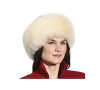 Acrawnni Womens Faux Fur Russian Thick Warm Headband Winter Warm Skiing Cap Fluffy Earwarmer Earmuff Hat (Beige, One Size)