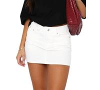 Acrawnni Womens Mini Denim Skirt Y2k Low Waist Slim Fit Button Bodycon Jeans Mini Skirt Streetwear (A-White, S)