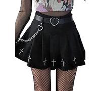 Acrawnni Women's Summer Casual Slim Pleated Ruffle Denim Skirts High Waist Harajuku Goth Punk Girls Y2K Vintage A-Line Short Jean Mini Skirts