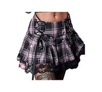 Acrawnni Women's Summer Casual Slim Pleated Ruffle Denim Skirts High Waist Harajuku Goth Punk Girls Y2K Vintage A-Line Short Jean Mini Skirts