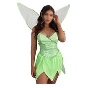 Acrawnni Women's Tinkerbell Forest Fairy Costume Halloween Pretty Pixie Princess Cosplay Tube Tops Dress with Wings