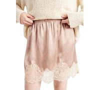 Acrawnni Women's Y2K Ruffle Mini Skirts Satin Half Slip Stripe Lace Patchwork Layered Flowy Short Skirts Underskirt Shirt Extenders