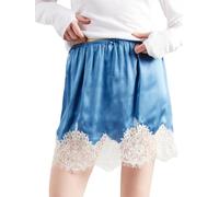 Acrawnni Women's Y2K Ruffle Mini Skirts Satin Half Slip Stripe Lace Patchwork Layered Flowy Short Skirts Underskirt Shirt Extenders