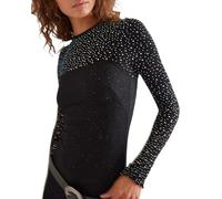 Acrawnni Women's Y2K Sequin Long Sleeve Top Dressy Sparkle Glitter Slim Crewneck Blouse Party Disco Rave Concert Shirts Outfits Clubwear (B-Black, L)