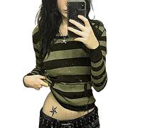 Acrawnni Y2K Shirts Long Sleeve V Neck Grunge Aesthetic T Shirt for Women