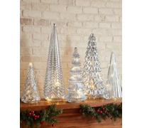Acreatmore Mercury Glass Trees, Mercury Glass Christmas Tree, Stylish Lighted Tree Figurine for Xmas Home Party Centerpiece Tabletop Mantel (Silver)