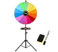 Acrebain 24-inch Spinning Prize Wheel,14 Colors Spinning Doodle Game Spinner with Erasable Marker,Ajustable 37"-65" Floor Standing Storable Wheel of Fortune with Shelf