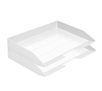 Acrimet 2 Tier Paper Organizer Letter Tray - Plastic Stackable Desk File Organizer, Side Load Paper Sorter for Letter/A4 Office File Folder Holder - White