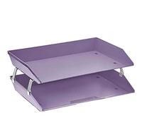 Acrimet 2 Tier Paper Organizer Letter Tray, Side Load Desktop File Sorter for Letter Size & A4 Documents, Stackable System Storage for Office Desk Organization, Plastic, White