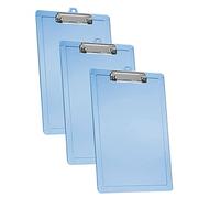 Acrimet 3 Pack Clipboard Letter Size A4 (34 cm x 24 cm) Low Profile Clip & Side Rulers, Durable Plastic for Office, School, Home Use - Clear Blue Color