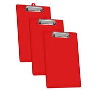 Acrimet 3 Pack Clipboard Letter Size A4 (34 cm x 24 cm) Low Profile Clip & Side Rulers, Durable Plastic for Office, School, Home Use - Solid Red Color