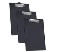 Acrimet 3 Pack Clipboard Letter Size A4 (34 cm x 24 cm) Low Profile Clip & Side Rulers, Durable Plastic for Office, School, Home Use - Black Color