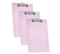 Acrimet 3 Pack Clipboard Letter Size A4 (34 cm x 24 cm) Low Profile Clip & Side Rulers, Durable Plastic for Office, School, Home Use - Clear Pink Color