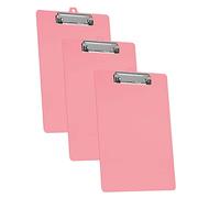 Acrimet 3 Pack Clipboard Letter Size A4 (34 cm x 24 cm) Low Profile Clip & Side Rulers, Durable Plastic for Office, School, Home Use - Solid Pink Color