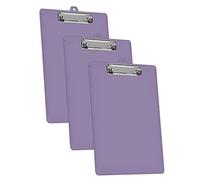 Acrimet 3 Pack Clipboard Letter Size A4 (34 cm x 24 cm) Low Profile Clip & Side Rulers, Durable Plastic for Office, School, Home Use - Solid Purple Color