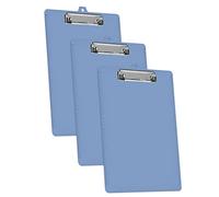 Acrimet 3 Pack Clipboard Letter Size A4 (34 cm x 24 cm) Low Profile Clip & Side Rulers, Durable Plastic for Office, School, Home Use - Solid Blue Color