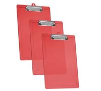 Acrimet 3 Pack Clipboard Letter Size A4 (34 cm x 24 cm) Low Profile Clip & Side Rulers, Durable Plastic for Office, School, Home Use - Clear Red Color