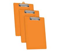 Acrimet 3 Pack Clipboard Letter Size A4 (34 cm x 24 cm) Low Profile Clip & Side Rulers, Durable Plastic for Office, School, Home Use - Orange Color