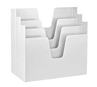 Acrimet 3-Tier Horizontal Hanging File Folder Holder Organizer, Letter Size, Ladder-Style, Open-Top Plastic File Box for Office, Home & School, White