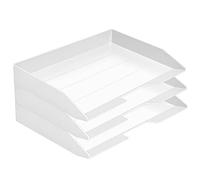Acrimet 3 Tier Paper Organizer Letter Tray - Plastic Stackable Desk File Organizer, Side Load Paper Sorter for Letter/A4 Office File Folder Holder - White